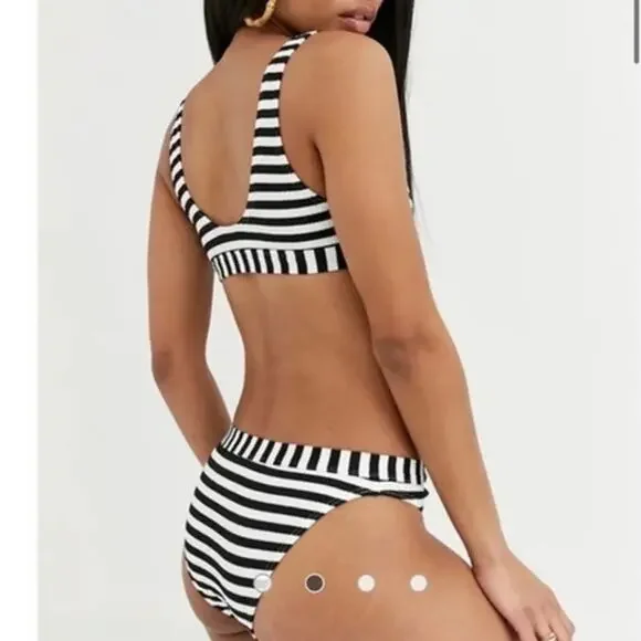 NWT Asos Playful Promises Textured Striped Ribbed Knit Bikini Set Size 6 - Picture 4 of 12